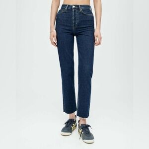 RE/DONE Originals High Rise Stove Pipe Cropped Fit Jeans in Dark 71 size 27